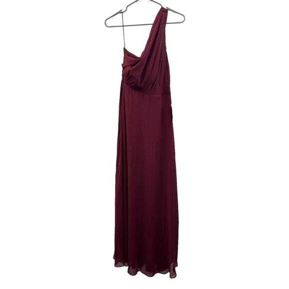 Birdy Grey Kira Chiffon One Shoulder Bridesmaid Dress in Cabernet Sz S NEW - Picture 2 of 8